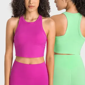 2023 free sample strapless cropped women's racer vest ribbed tank top