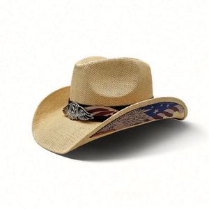 Sombrero Vaquero de Ala Ancha en Stock, Unisex, Personalizado, para Playa, Estilo Dallas Cowboys, Sombreros de Paja para Mujer, Venta al por Mayor, Sombrero Vaquero Occidental - Product Image 2