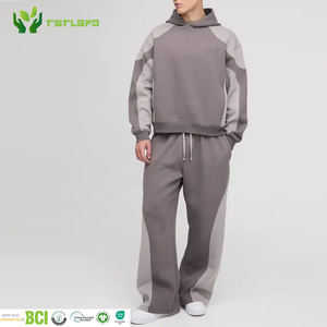 Ensemble Techwear Minimaliste Homme – Sweat à Capuche Imprimé Effet Délavé et Broderie 3D, Pantalon à Bandes Latérales en Coton Bio – Qualité Supérieure Décontracté 2 Pièces - Product Image 1