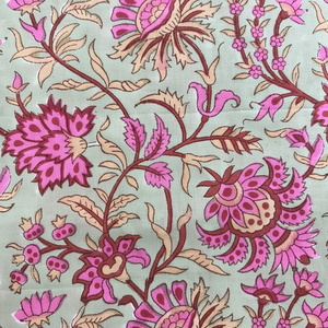 Tela de algodón verde pistacho con estampado de bloque de mano Ridhi por yarda para decoración del hogar, costura, acolchado para cortinas, fundas para niños y niñas - Product Image 1