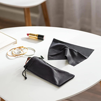 Pochette personnalisée en tissu microfibre pour lunettes Sacs en tissu noir ultra-doux avec cordon de serrage Lunettes de soleil Lentille d'appareil photo Produits d'entretien