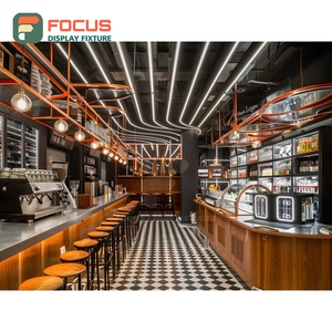 Vitrina Comercial para Café con Frente de Vidrio, Estante para Pastelería, Base de Nogal, Vitrina para Tienda - Product Image 6