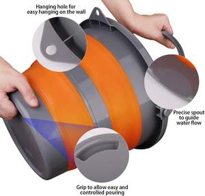 Cubo de Plástico Plegable de 2.6 Galones (10L), Recipiente Redondo Plegable para Limpieza del Hogar, Ahorro de Espacio, Recipiente para Agua para Exteriores - Product Image 2