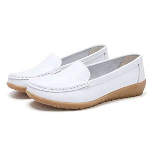 Plus-Size Women's Slip-On Loafers Light Weight Non-Slip Nurse <b>Shoes</b> Genuine Leather <b>Soft</b> Sole Autumn Summer Casual Flat - Product Image 1