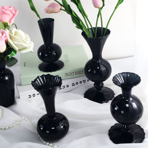 투명 유약 블랙 아트 데코 레트로 데스크탑 장식 꽃병 - Product Image 2