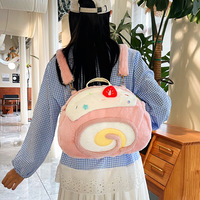 Nouveau sac à dos en peluche Swiss Roll pour filles, design mignon et adorable, sac bandoulière grande capacité avec un cœur girly