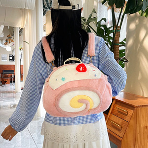 Nueva mochila <span class=keywords><strong>de</strong></span> peluche Swiss Roll para niñas, diseño lindo y dulce, bolso cruzado <span class=keywords><strong>de</strong></span> gran capacidad con un toque femenino - Product Image 5