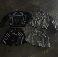 Ensemble survêtement homme automne, veste coupe-vent et short en polyester et nylon imperméable avec logo personnalisé imprimé par le fabricant de vêtements