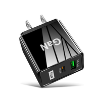 Nouveaux produits chargeur Mobile 65W Gan chargeur UK EU US PD USB C + USB un chargeur de voyage haute puissance à double port