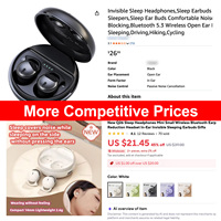 Écouteurs intra-auriculaires miniatures Q26 Invisible Fit pour dormir, 2,6 g, légers, doux, confortables, appels Bluetooth, écouteurs sans fil