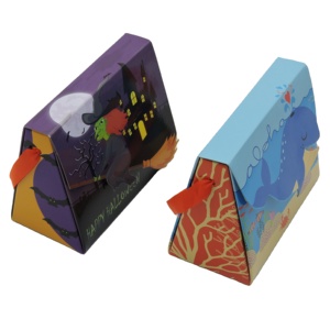 Custom cheap die cut box amazon best sell halloween candy box with handle packaging colapsable paper boxes
