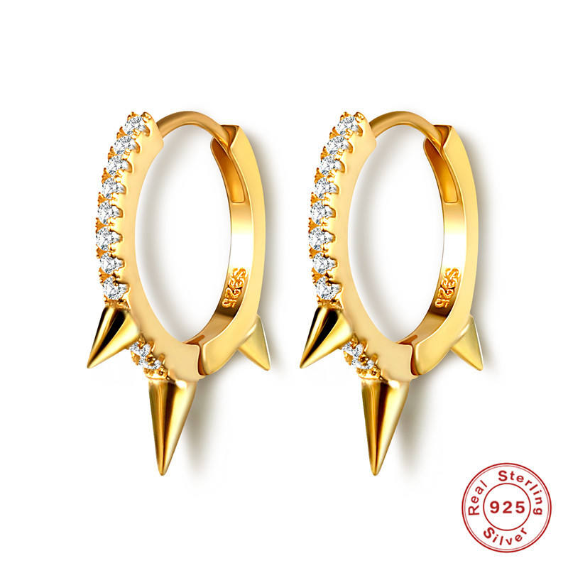 Golden White Diamond Pang Feng ear ring