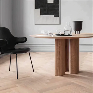 Oak <b>Wood</b> <b>Round</b> <b>Dining</b> <b>Table</b> Featuring <b>Solid</b> Construction Elegant Design Durable Finish And Perfect Stylish Addition - Product Image 1