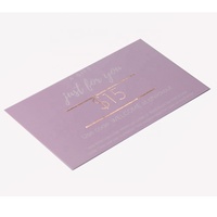 Carte cadeau de remerciement en or rose avec coupon de réduction Produit élégant d'emballage et d'impression
