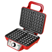 Gaufrier électrique professionnel 1000W avec indicateur LED revêtement antiadhésif et température réglable pour la cuisine à domicile