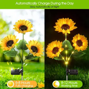 Howlighting LED 랜턴 야외 정원 안뜰 장식 태양 꽃 빛 축제 분위기 잔디 태양 해바라기 램프
