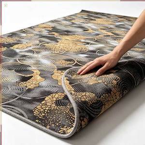 <span class=keywords><strong>Tapis</strong></span> d'entrée commercial pour hôtel, motif nuage doré multicolore gris, moderne, en latex et nylon, antidérapant, à poils ras, imprimé sur mesure - Product Image 1