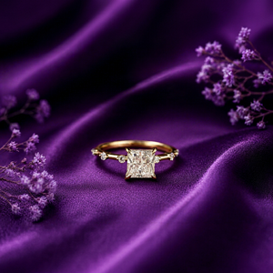 Anillo de compromiso clásico de oro amarillo con diamante cultivado en laboratorio con corte princesa certificado por IGI en oro de 10K, 14K, 18K y plata 925, 935. - Product Image 1