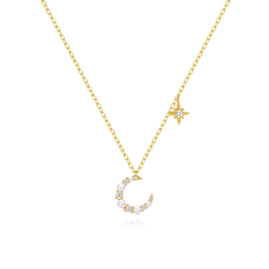 Collar de Moda con Diseño de Estrella y Luna de Perlas S925 de Alta Calidad para Mujer - Product Image 1
