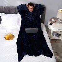 Massives Flanell Fleece Polyester Tragbare umwelt freundliche tragbare TV-Decke mit Ärmeln für den Wurf für das Sofa