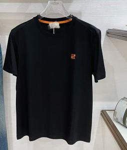Camiseta Oversize Vintage Minimalista con Bordado H, 260G, Algodón Suave, Cuello Acanalado, Manga Corta, Casual, Básica para Uso Diario - Product Image 1