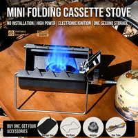 Réchaud de camping portable ultra-léger coupe-vent à gaz avec allumeur, en alliage d'aluminium, pour cuisson extérieure et kit complet