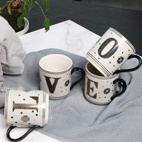 Tasses à thé au lait en céramique dorée, alphabet, tasse en porcelaine de haute qualité pour la maison