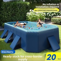 Piscine pour enfants pliable, non gonflable, pour l'intérieur et l'extérieur, en PVC épaissi, gain de place, installation rapide, 1,6 m