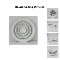 Diffuseur de plafond rond moderne en aluminium pour système de climatisation avec noyau détachable et fonction d'air frais/air usé