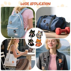 4 Pcs Cat Embroidered <b>Patches</b> Iron On Appliques For <b>Backpacks</b> Jackets Colorful Knife Meme Design - Product Image 4