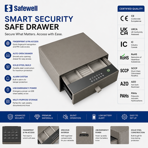 ตู้เซฟนิรภัยแบบซ่อนในลิ้นชัก Safewell Wholesale <span class=keywords><strong>Smart</strong></span> พร้อมระบบสแกนลายนิ้วมือ รหัสผ่าน และช่องเก็บของหนังสำหรับเก็บเครื่องประดับ - Product Image 1