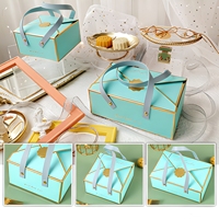 Cajas de Embalaje para Pasteles y Postres de Grado Alimenticio al por Mayor, Cajas de Regalo de Cartón para Galletas de Lujo con Asa de PU