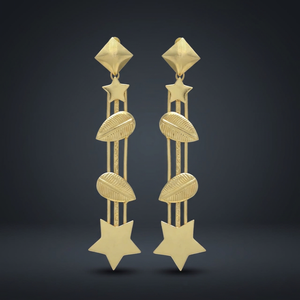 Pendientes de Estilo Moderno con Forma de Gota Cuadrada, Chapados en Oro, Hechos a Mano con Latón y Piedras Preciosas, para Compromiso - Product Image 3
