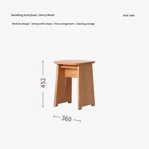 Solid Wood Caramel-Colored Swivel <b>Stool</b> Movable Nordic-Style Casual Home Furniture Minimalist Japanese-Style Chair <b>Stool</b> - Product Image 6