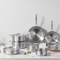 Ensemble de casseroles et poêles de cuisine haut de gamme en acier inoxydable 18/10, entièrement plaqué, compatible induction