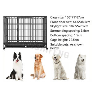 Ağır katlanabilir <span class=keywords><strong>Metal</strong></span> Kennels tepsi ve hareketli tekerlekler ile büyük köpek kafesleri - Product Image 5