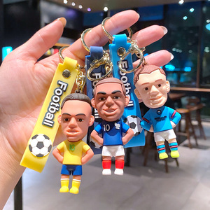 Porte-clés personnalisé en métal et PVC, figurine de dessin animé de star de football, pendentif pour sac à dos, cadeau d'anniversaire - Product Image 4