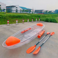 Kayak transparent en fibre de verre Meierya pour deux personnes, modèle M-077, usage commercial extérieur, capacité 100-500 kg, moins de 5 places.