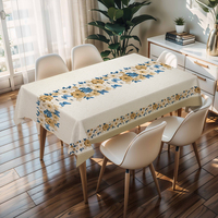 Nappe de table RNPT Leaf Cream Butterfly rouge et noire avec support en PU, résistante aux taches et aux rayures, épaisseur 0,5 mm, pour événements
