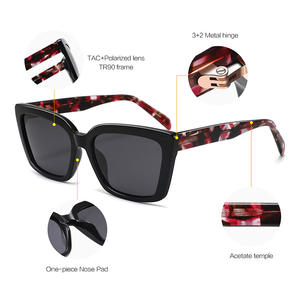 Lunettes de soleil carrées unisexes, monture TR90, verres polarisés TAC, protection UV400, branches en acétate, style tendance pour les sorties - Product Image 1