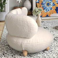 Chaise longue moderne au design actuel en tissu, fauteuil simple rond pour salon, style Teddy