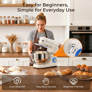 Batteur sur socle électrique 1300W 5L 10 vitesses, bol en acier inoxydable, vitesse variable, mélangeur alimentaire de cuisine avec crochet pétrisseur et fouet pour la pâtisserie - Product Image 4