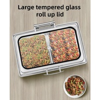 Ensemble de plats chauds rectangulaires hydrauliques en acier inoxydable de 9 L, vente en gros, luxe, hôtel et restaurant, chauffe-plats