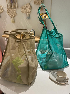Wholesale Portable Mesh <b>Bag</b> <b>Large</b> Capacity Reusable Storage <b>Bags</b> Swimming <b>Beach</b> Women Makeup Organizer Shopping Handbag - Product Image 2