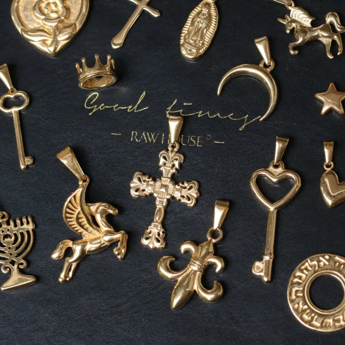 Heart Pendants stainless steel gold-plated necklace love Cross pendant women jewelry