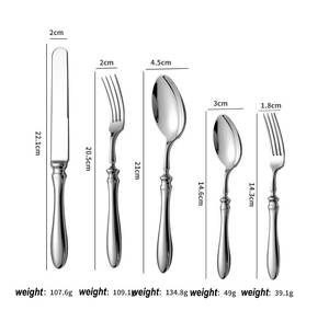 Ensemble de couverts rétro en acier inoxydable 304 allemand, couteau à steak, cuillère à dessert, acier inoxydable haut de gamme pour <span class=keywords><strong>restaurant</strong></span> - Product Image 6