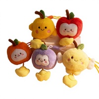 Porte-clés en peluche de coton Paula Creative aux couleurs riches, rembourré de coton PP, pendentif pour sac d'école, cadeau d'affaires, petites formes pomme, mangue, pamplemousse