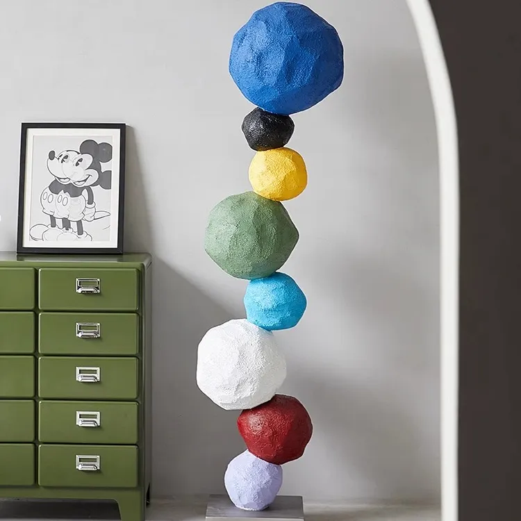 עיצוב הבית מודרני 3D כדור קיר אמנות פסל יצירתיות פיברגלס צבעוני פיברגלס