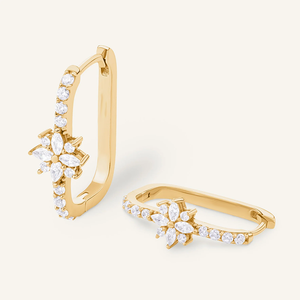Orecchini a Cerchio Ovali a Forma di U LOZRUNVE con Cristalli Marquise <span class=keywords><strong>e</strong></span> Fiori, Gioielli Raffinati in Argento 925 con Zirconi - Product Image 3