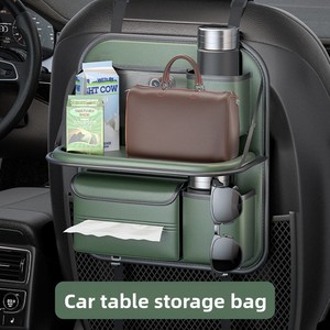Opvouwbare lederen autostoel-organizer met klein tafeltje, onmisbare accessoire voor de achterbank - Product Image 4